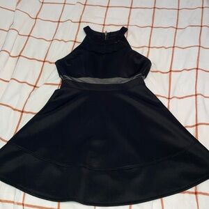 Black Formal Dress Mesh Neckline